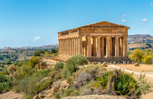 Temple Of Concordia, Located In The Park Of The Valley Of The Temples In Agrigento, Sicily, Italy