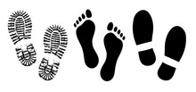 Shoe Sole, Footprints Human Shoes Silhouette Vector, Foot Barefoot Feet