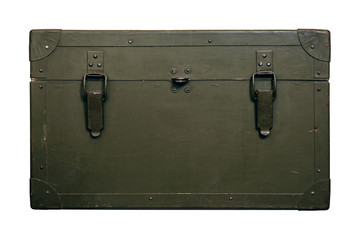 Vintage old military box green storage ammunition lock cloth scratches war dirty broken conflict homeland weapons men