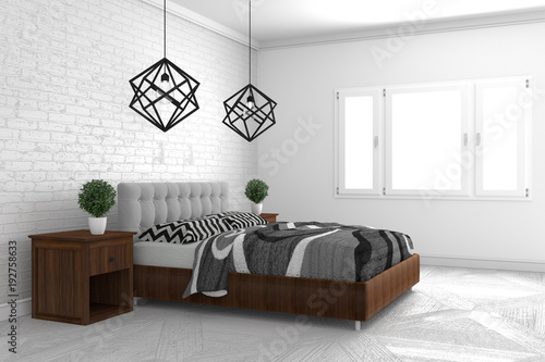 Beautiful Bedroom In Modern Interior Design On White Floor And White Wall Background Empty Room 3d Rendering Buy This Stock Illustration And Explore Similar Illustrations At Adobe Stock Adobe Stock