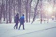 © Alrandir - boys walking on snow covered park