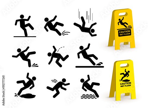 Fotografía Set of falling person silhouette pictogram