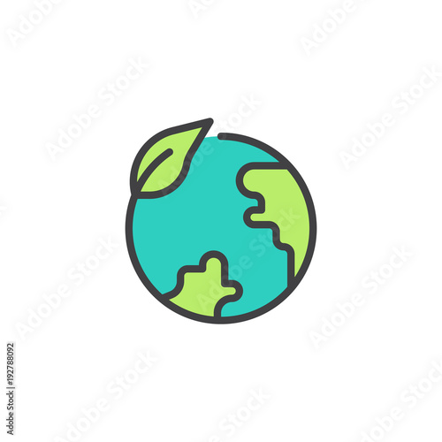 Eco Globe Filled Outline Icon Line Vector Sign Linear Colorful Pictogram Isolated On White Leaf And Earth Globe Symbol Logo Illustration Pixel Perfect Vector Graphics Buy This Stock Vector And Explore