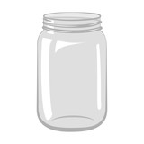 Fototapeta  - Empty open glass jar isolated on white background.