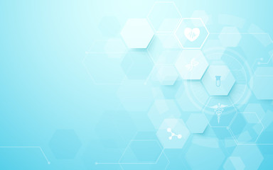 Wall Mural - abstract geometric hexagons shape medicine and science concept background