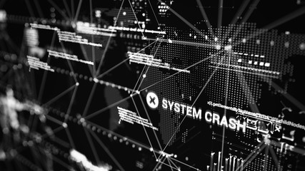 3D rendering. Abstract background concept of cyber security and attack, system crash.