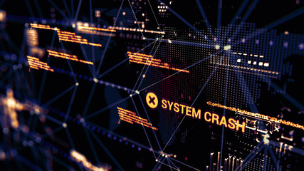 3D rendering. Abstract background concept of cyber security and attack, system crash.