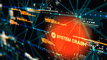 3D rendering. Abstract background concept of cyber security and attack, system crash.