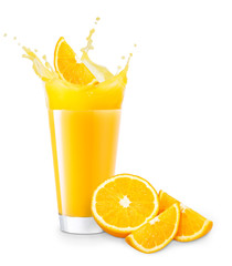 Wall Mural - glass of splashing orange juice