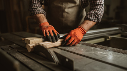 Sticker - carpenter works with manual and electric equipment