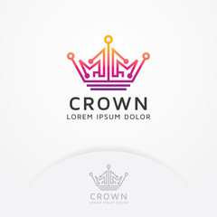 crown technology logo. crown vector in line art style for technology logos, networks, internet and w