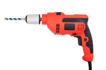 Wall Mural - Electric drill isolated on white background