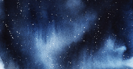starry night deep dark sky with drops of stars. drawn by hand