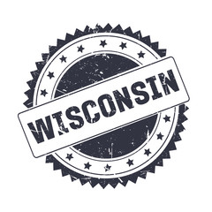 Wall Mural - Wisconsin Black grunge stamp isolated