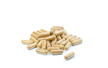 herbal drug capsule isolate on white background