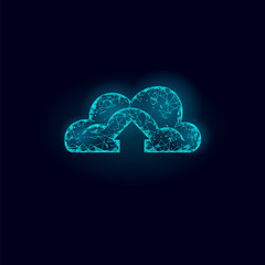 Wall Mural - cloud computing online storage low poly. polygonal future modern internet business technology. blue 