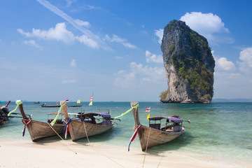 Traditional thai longtail boat at  Poda island ,Thailand