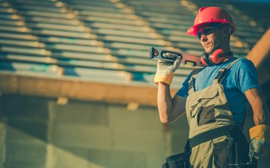 Sticker - Caucasian Builder with Tools