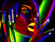 © Subbotina Anna - Fashion model woman in neon light. Portrait of beautiful model girl with colorful fluorescent makeup