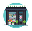 Flower shop. Facade of an flower shop. Illustration of an flower shop in a flat style. Vector illustration Eps10 file