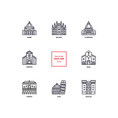 Italian cities icons set.