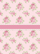 Cute Shabby Chic Background With Roses And Polka Dots