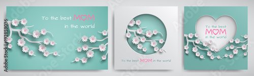 Photographie Set of greeting card for mother's day with congratulations text