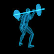 Illustration of a translucent man doing a back squat