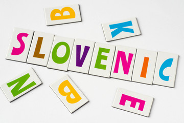 Canvas Print - word Slovenic  made of colorful letters