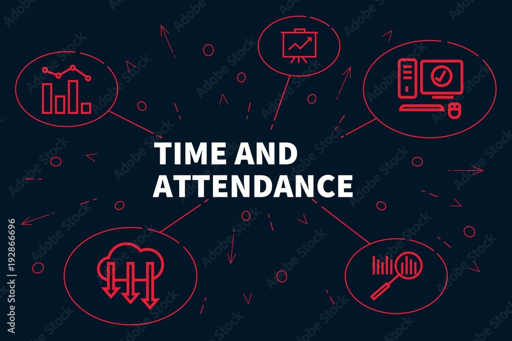 Business illustration showing the concept of time and attendance Stock ...
