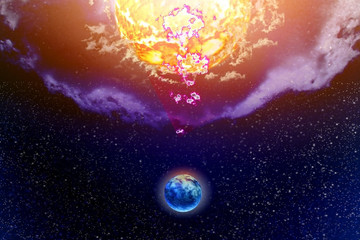 Wall Mural - Influence Sun on planet Land