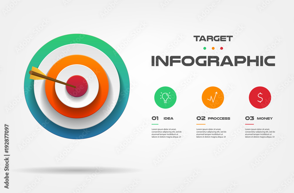 Steps Graph With Target Target infographics step by step. Element of chart, graph, diagram with ...