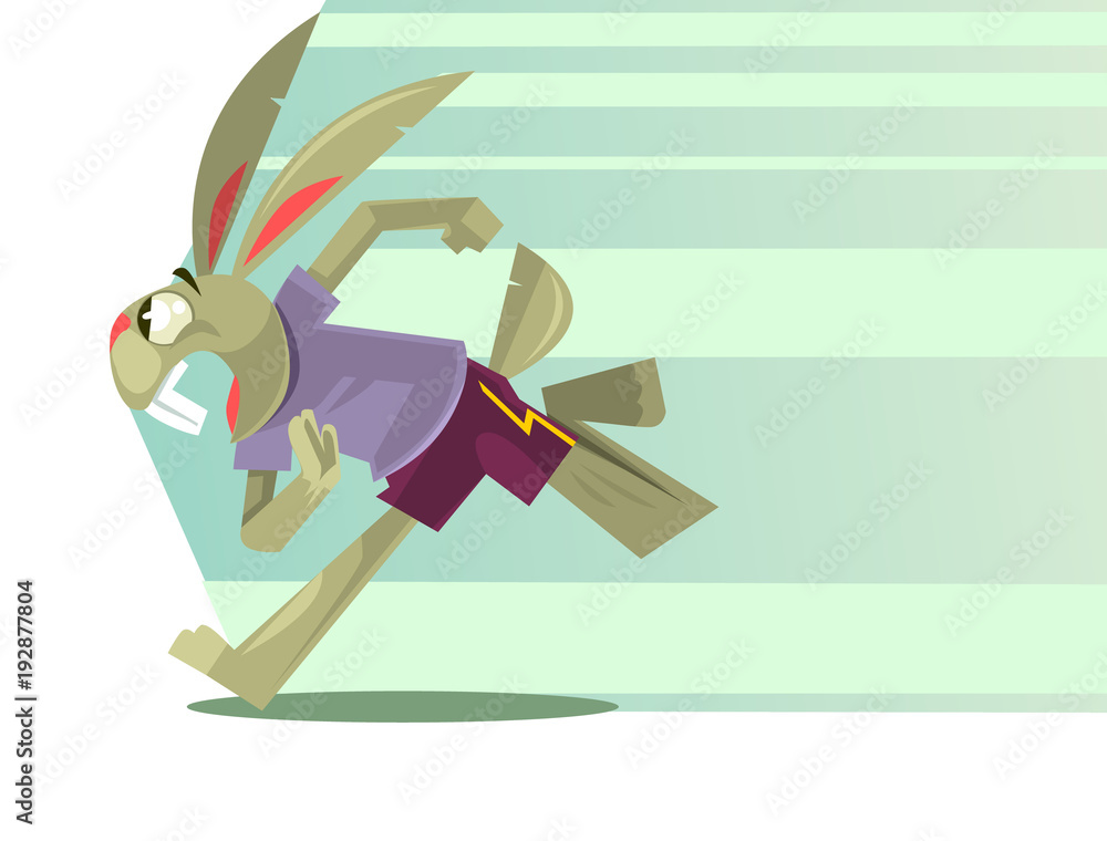 Rabbit character mascot running. Vector flat cartoon illustration Stock ...