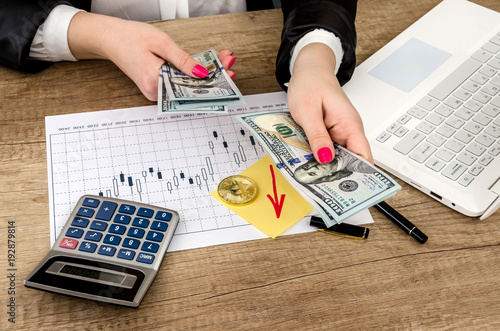 Bitcoin Money Man Laptop Calculator Pen On The Table This Bitcoin Money Man Laptop Calculator Pen On The Table