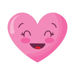 Poster - cute cartoon heart smiling happy character vector illustration