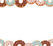 Sweet bakery design template. Cartoon donut borders.