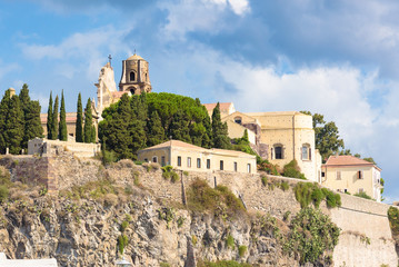 Buildings on the castle rock on Lipari Island