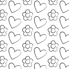 Poster - decorative hearts flowers ornate pattern design vector illustration