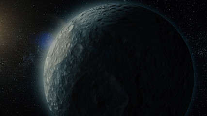 Wall Mural - planet or satellite in space. unexplored planets of faraway space. deep space. universe scene with p