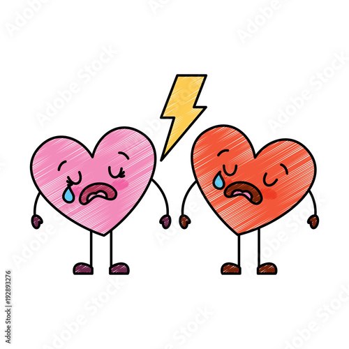 Couple Love Heart Cartoon Broken Crying Vector Illustration Drawing Image Stock Vector Adobe Stock