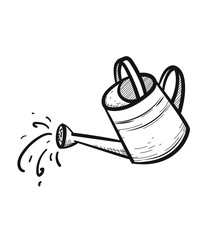 Sticker - Watering can sketch icon for web, mobile and infographics. Hand drawn Watering can vector icon isolated on white background.