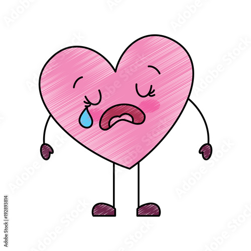 Cute Cartoon Heart Love Crying Sad Character Vector Illustration Drawing Image Stock Vector Adobe Stock