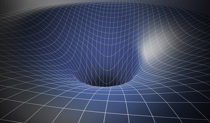 Wall Mural - curved spacetime caused by gravity of blackhole. 3d rendered illustration.