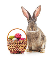 Sticker - Easter basket and bunny.