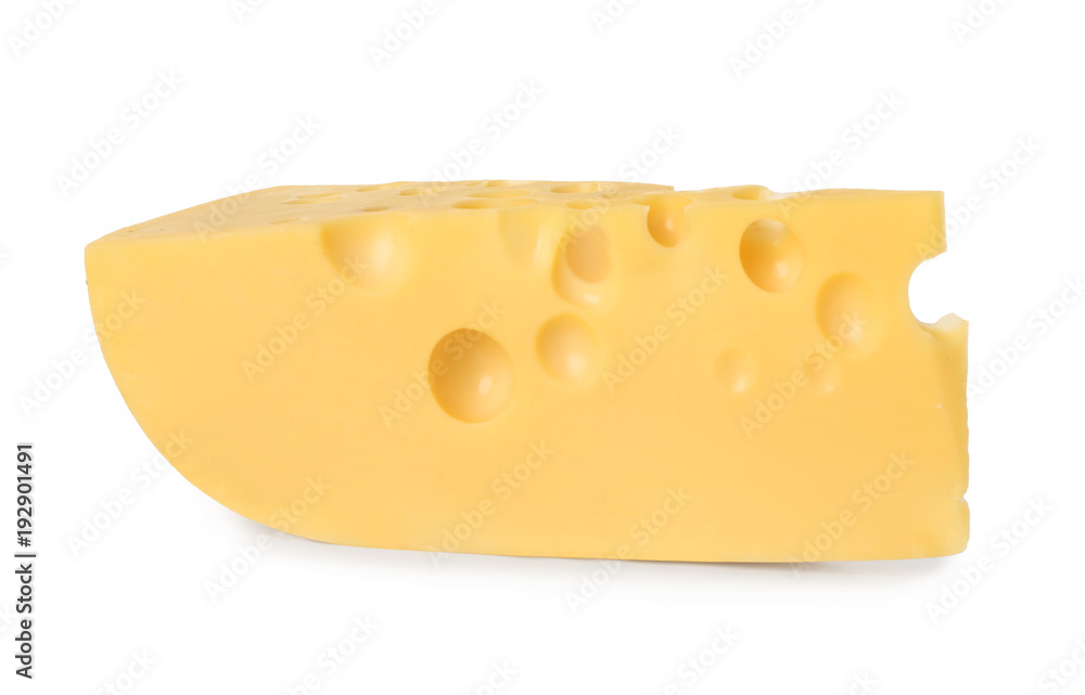 Piece of cheese on white background