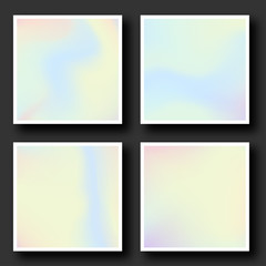 Aufkleber - Holographic background set in 80s - 90s style. Vibrant hologram frames with gradient in pastel colors