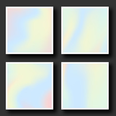 Aufkleber - Holographic background set in 80s - 90s style. Vibrant hologram frames with gradient in pastel colors