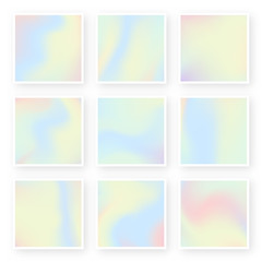 Aufkleber - Holographic background set in 80s - 90s style. Vibrant hologram frames with gradient in pastel colors