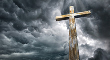 Cross Against The Sky. Happy Easter. Christian Symbol