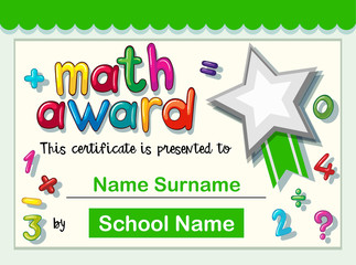 Certificate template for math award